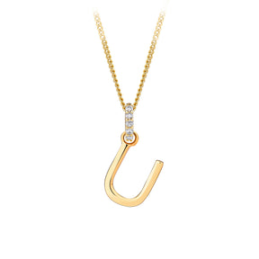 Initial Diamond Bale Pendant in 9ct Yellow Gold