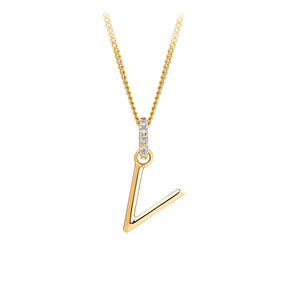 Initial Diamond Bale Pendant in 9ct Yellow Gold