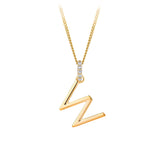 Initial Diamond Bail Pendant in 9ct Yellow Gold