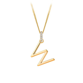 Initial Diamond Bale Pendant in 9ct Yellow Gold