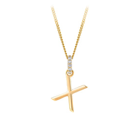 Initial Diamond Bale Pendant in 9ct Yellow Gold