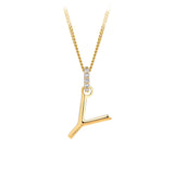 Initial Diamond Bail Pendant in 9ct Yellow Gold
