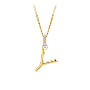 Initial Diamond Bale Pendant in 9ct Yellow Gold