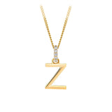 Initial Diamond Bail Pendant in 9ct Yellow Gold