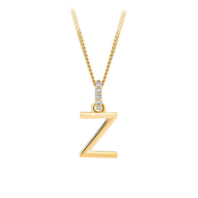 Initial Diamond Bale Pendant in 9ct Yellow Gold