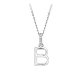 Initial Diamond Bail Pendant in Sterling Silver