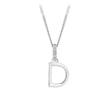 Initial Diamond Bail Pendant in Sterling Silver