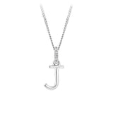 Initial Diamond Bail Pendant in Sterling Silver