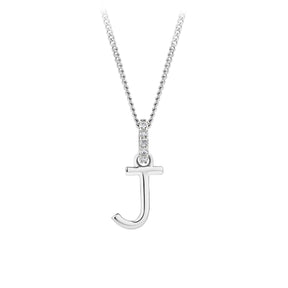 Initial Diamond Bail Pendant in Sterling Silver
