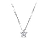 Front-on view of the Wallace Bishop 0.15 TDW Round Diamond Star Pendant in Sterling Silver, reference 3PSTARSS, on a cable chain with a parrot clasp. The star pendant features pavé-set natural round brilliant cut diamonds.