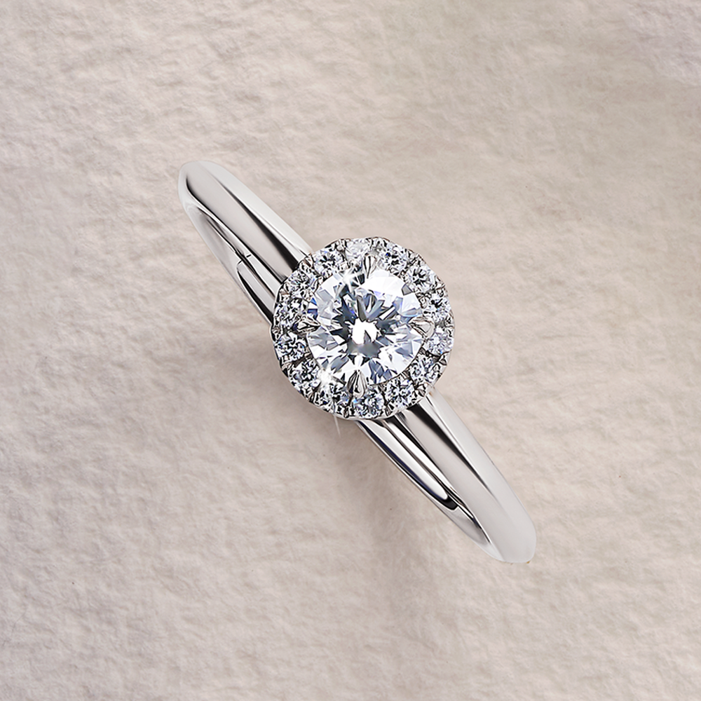 Amāre® 0.37ct TW Certified Round Brilliant Cut Centre Diamond Halo Engagement Ring in Platinum