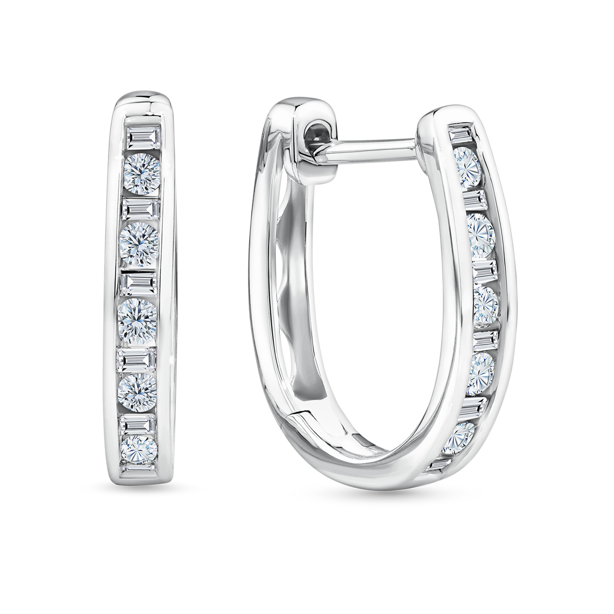 Diamond Oval Huggie Earrings in 9ct White Gold