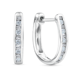 Diamond Oval Huggie Earrings in 9ct White Gold