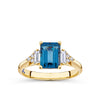 Bluebird London Blue Topaz & 0.26ct TW Diamond Ring in 9ct Yellow Gold