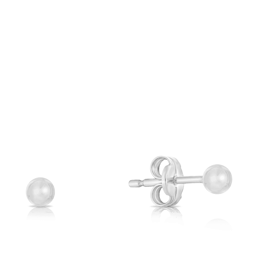 3mm Ball Stud Earrings in 9ct White Gold - Wallace Bishop