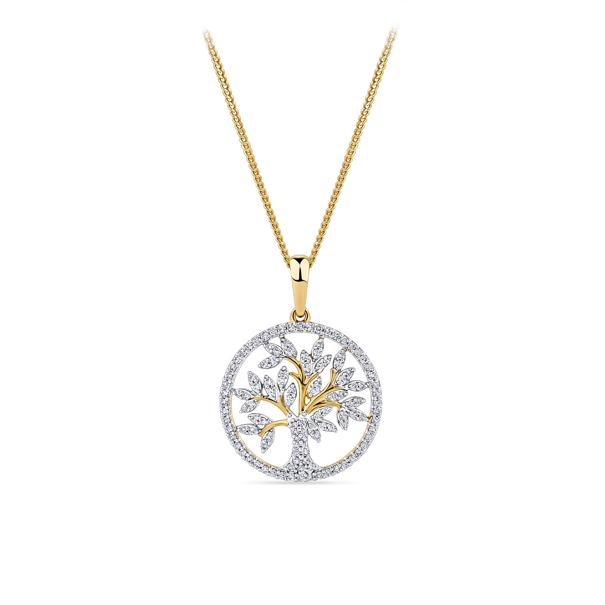 0.25ct TDW Diamond Tree of Life Pendant in 9ct Yellow Gold