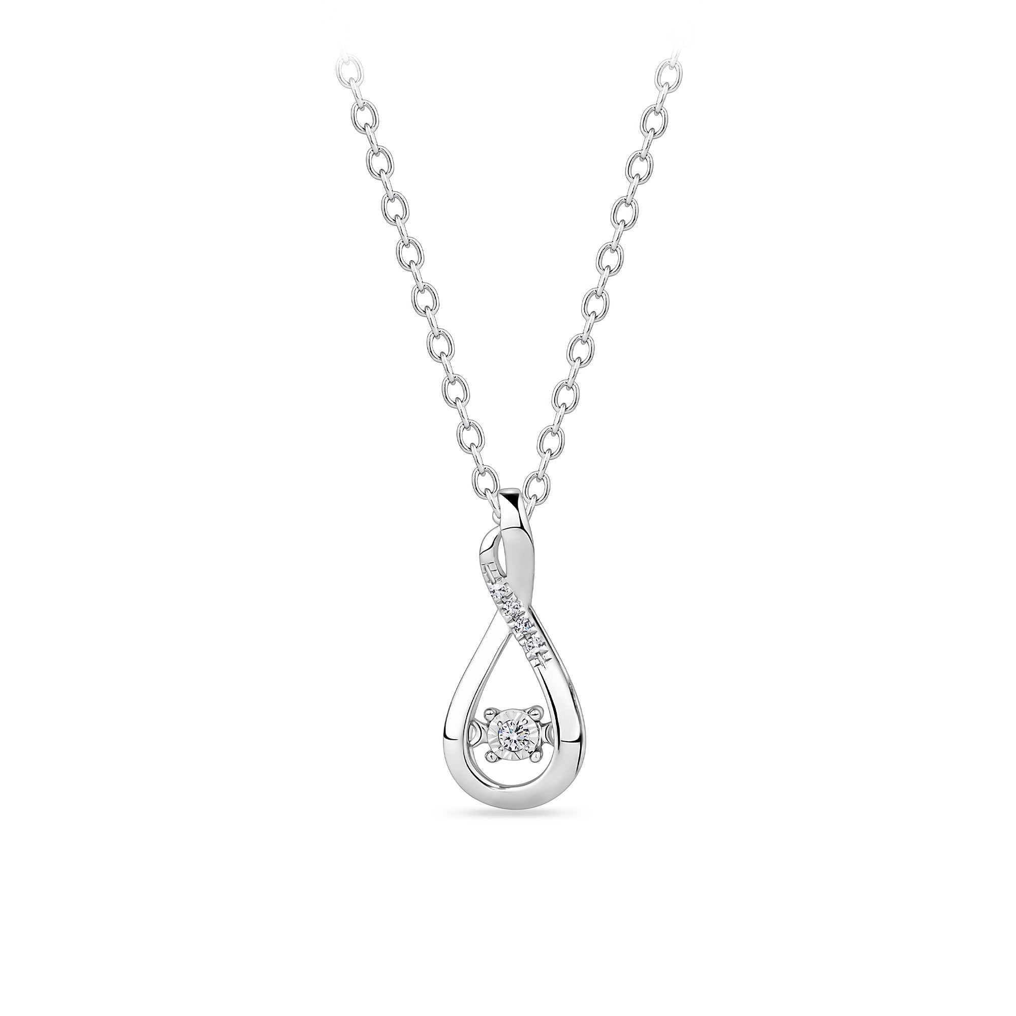 Dancing Diamond Necklace in Sterling Silver