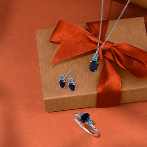 Blue Cubic Zirconia Stud Earrings in Sterling Silver