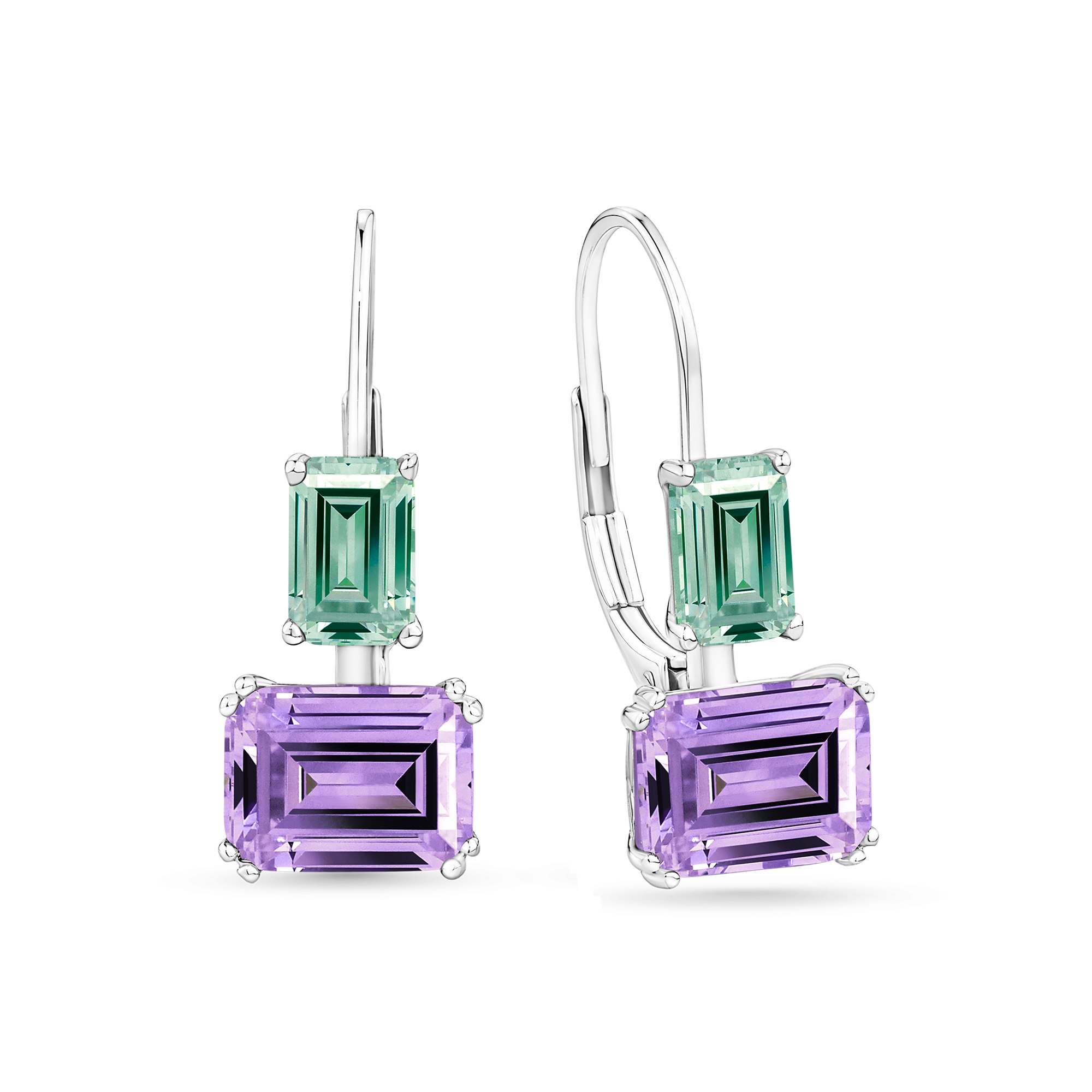 Pastel Cubic Zirconia Earrings in Sterling Silver
