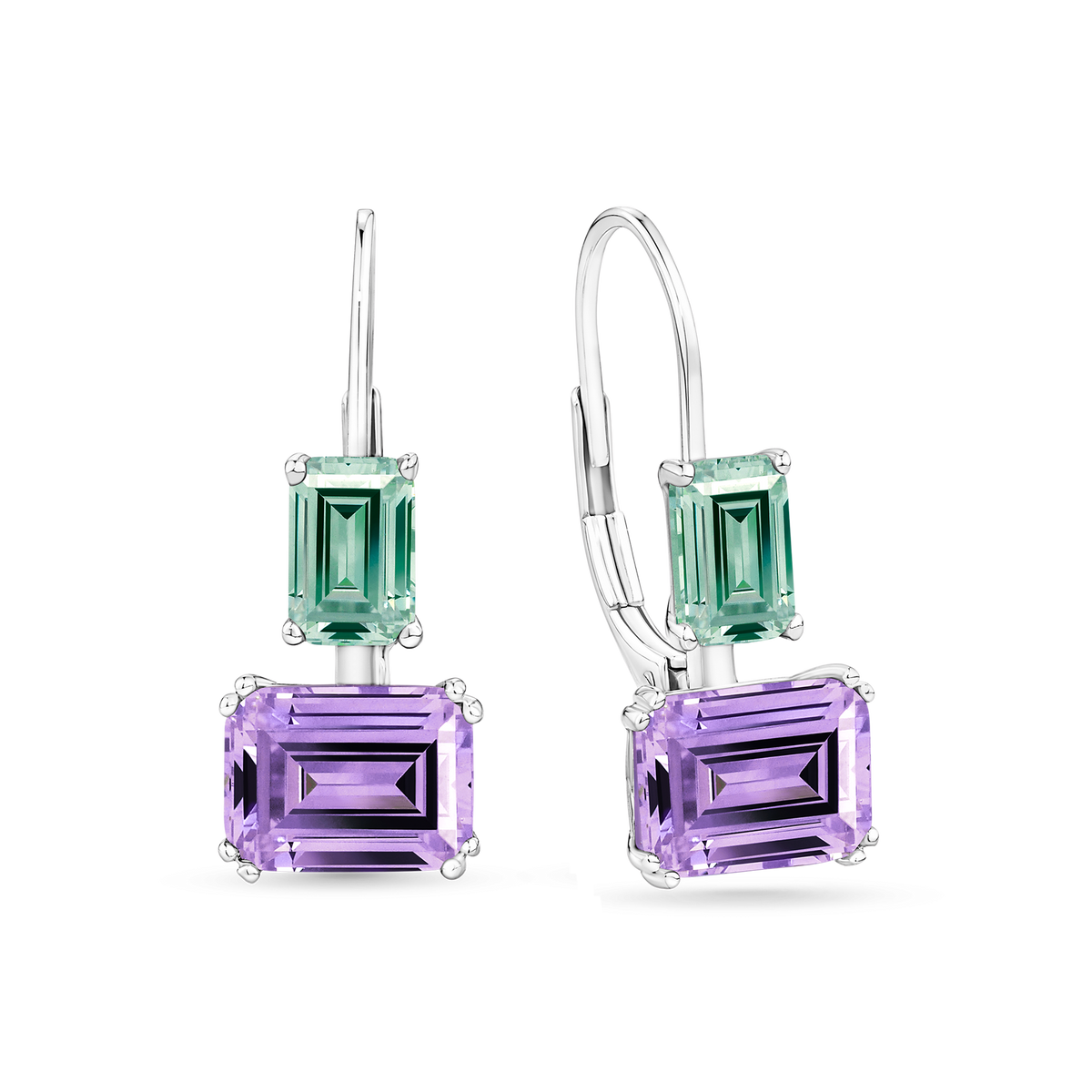 Pastel Cubic Zirconia Earrings in Sterling Silver