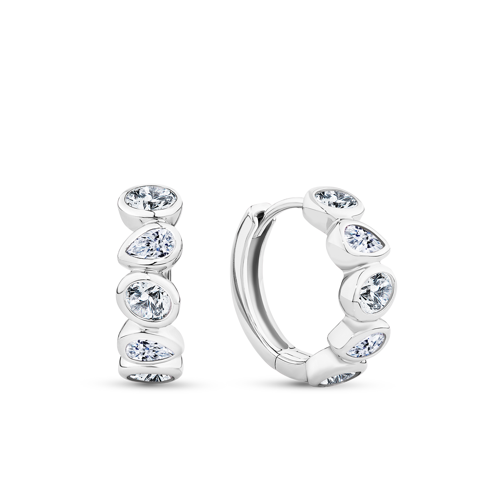 Cubic Zirconia Huggie Earrings in Sterling Silver