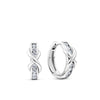Cubic Zirconia Polished Huggies Earrings in Sterling Silver