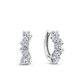 Front-on view of the Wallace Bishop Cubic Zirconia Cluster Huggies in Sterling Silver, reference 41ECZD02, measuring 15mm in length with a hinged clasp. Each huggie features a scatter of colourless cubic zirconias in various cuts.