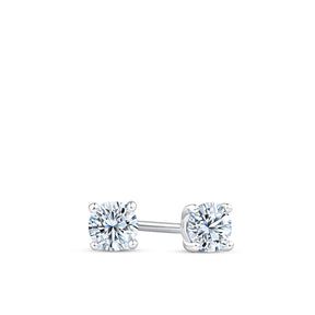 Cubic Zirconia Stud Earrings in Sterling Silver in Red Bauble