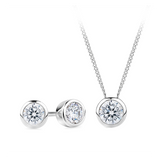 Cubic Zirconia 2 Piece Set in Sterling Silver Rhodium Plate in Navy Bauble