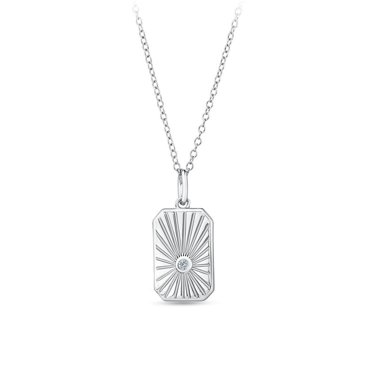 Rectangular Cubic Zirconia Pendant in Sterling Silver