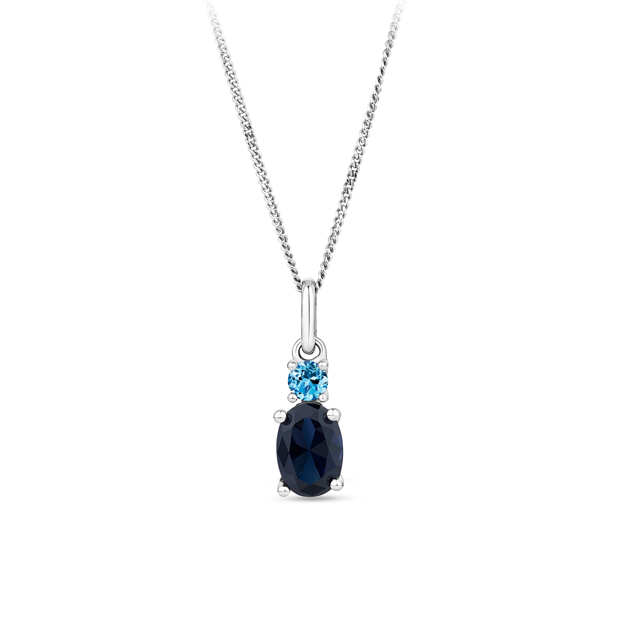 Blue Cubic Zirconia Pendant in Sterling Silver