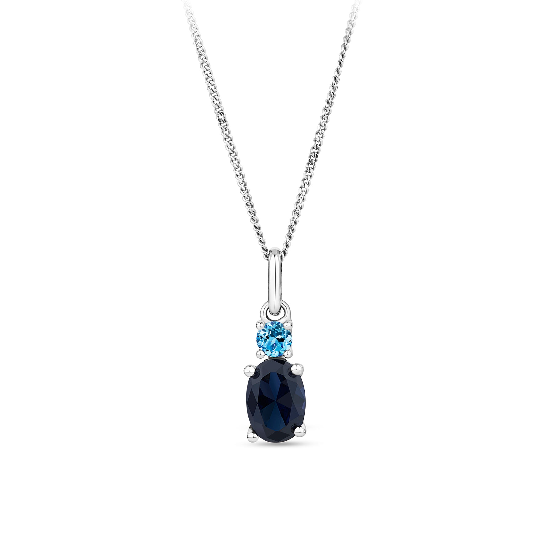 Blue Cubic Zirconia Pendant in Sterling Silver