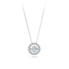 Front-on view of the Wallace Bishop Cubic Zirconia Dancing Pendant in Sterling Silver, reference 41PCZD04, measuring 10mm. The polished pendant features a single colourless round cubic zirconia in a claw setting.