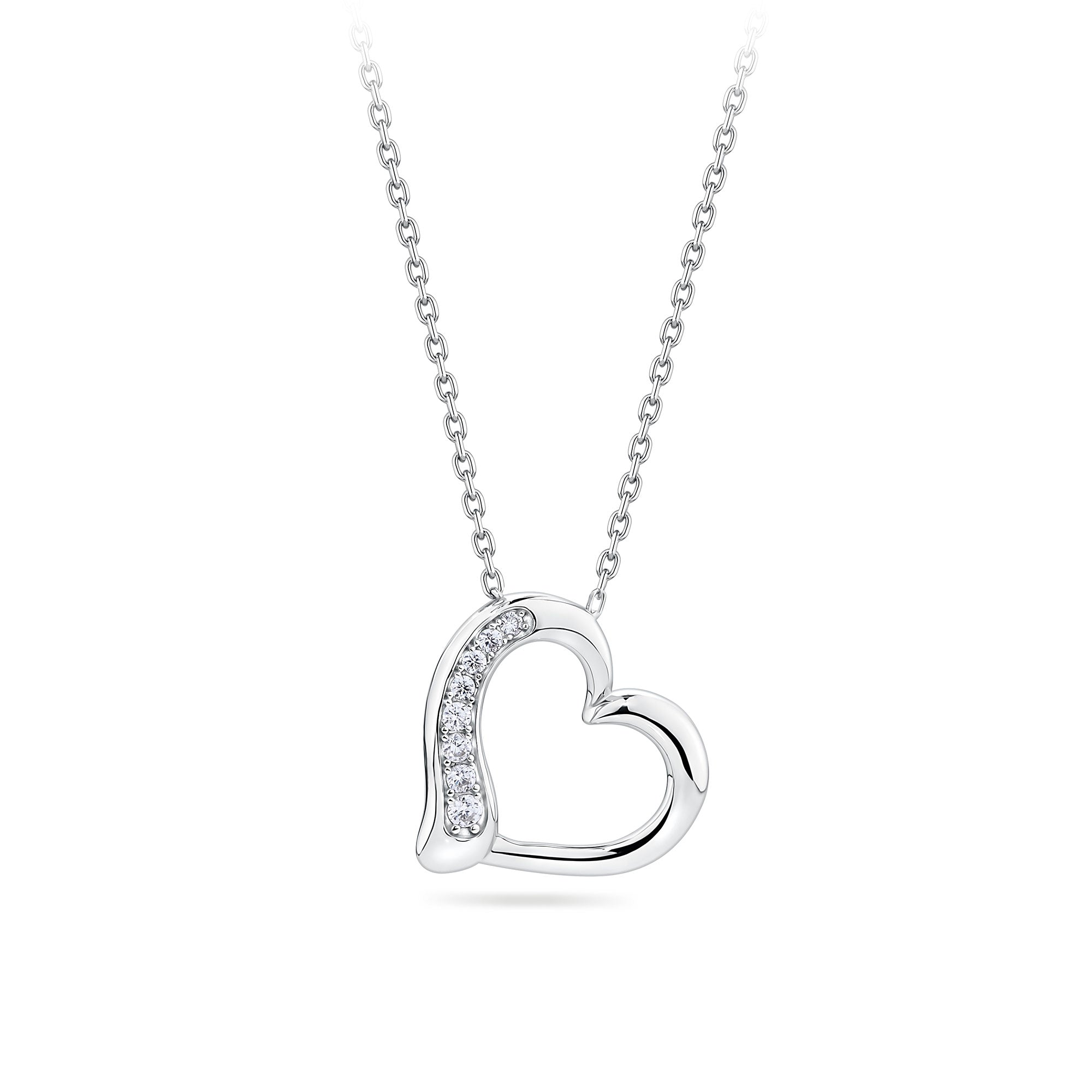 Cubic Zirconia Heart Pendant in Sterling Silver