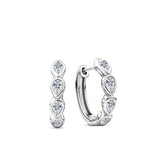 Front-on view of the Wallace Bishop Cubic Zirconia Bezel Huggies in Sterling Silver, reference 41PSBCZE3. Each huggie features bezel-set pear cut white cubic zirconias, totalling 8 stones between the pair.