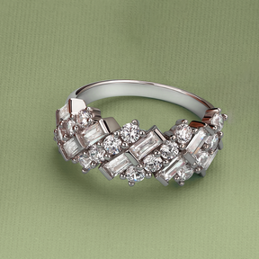 Cubic Zirconia Cluster Ring in Sterling Silver