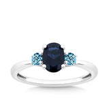 Blue Cubic Zirconia Trilogy Ring in Sterling Silver