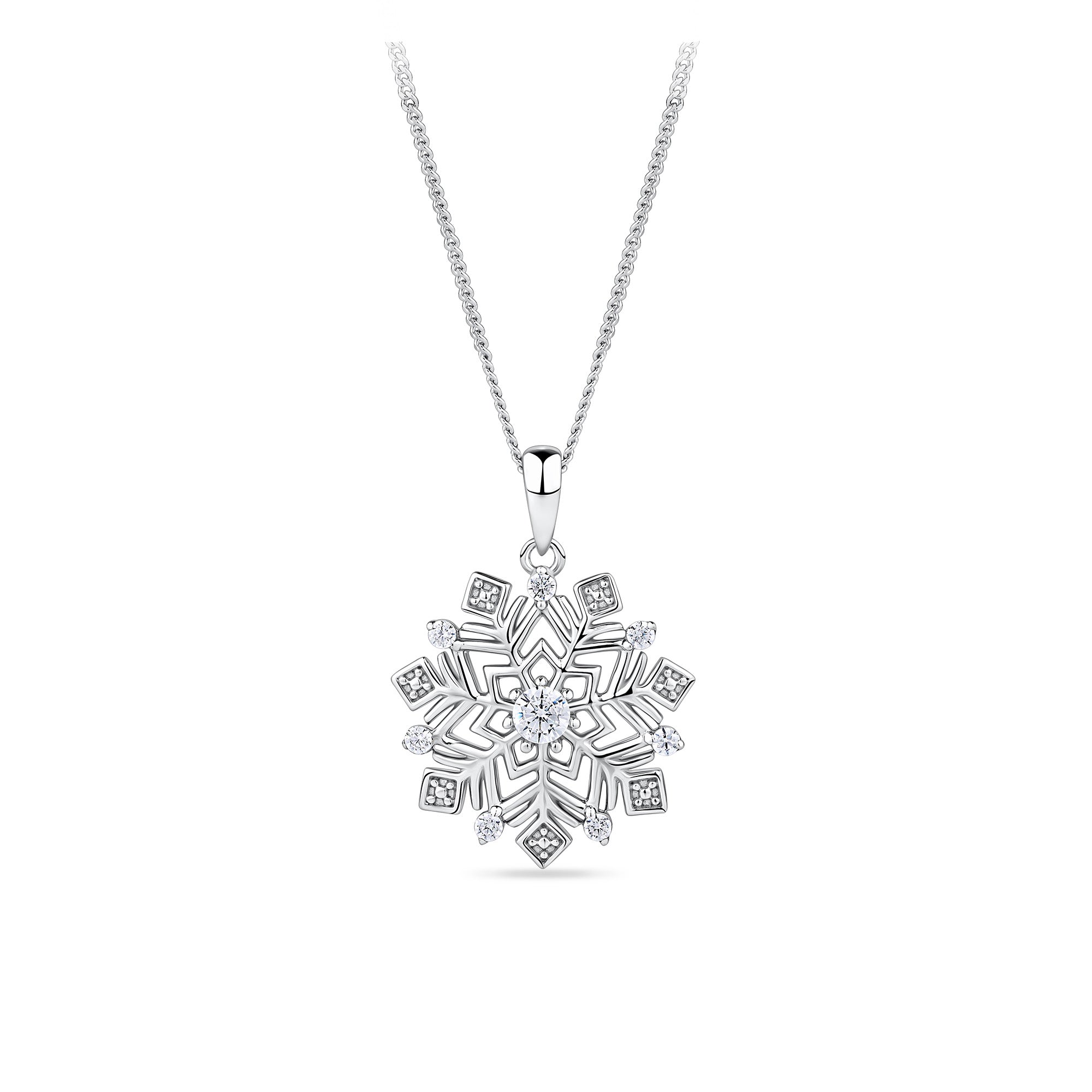 Cubic Zirconia Snowflake Pendant in Sterling Silver