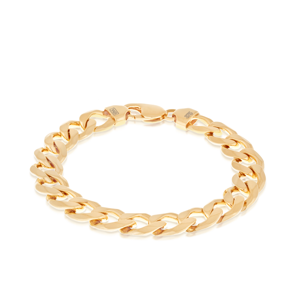 Bevelled Curb Men's Bracelet Bevelled Curb Men's Bracelet Bevelled Curb Link Bracelet in 9ct Yellow Gold