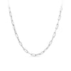 Paperclip Chain in Sterling Silver, photographed front on against a plain background. The chain features polished paperclip-style links at 50cm full length, adjustable to a shorter length as needed.