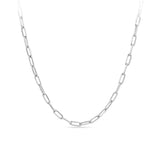 Paperclip Chain in Sterling Silver, photographed front on against a plain background. The chain features polished paperclip-style links at 50cm full length, adjustable to a shorter length as needed.