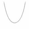 50cm Singapore Chain in Sterling Silver — This twisted rope-style chain sits at 2mm wide with a bright, reflective sterling silver finish. The 50cm (19.7 inch) length is shown lying flat, showcasing its even, symmetrical link pattern from end to end.