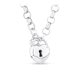 Heart Padlock Necklace in Sterling Silver
