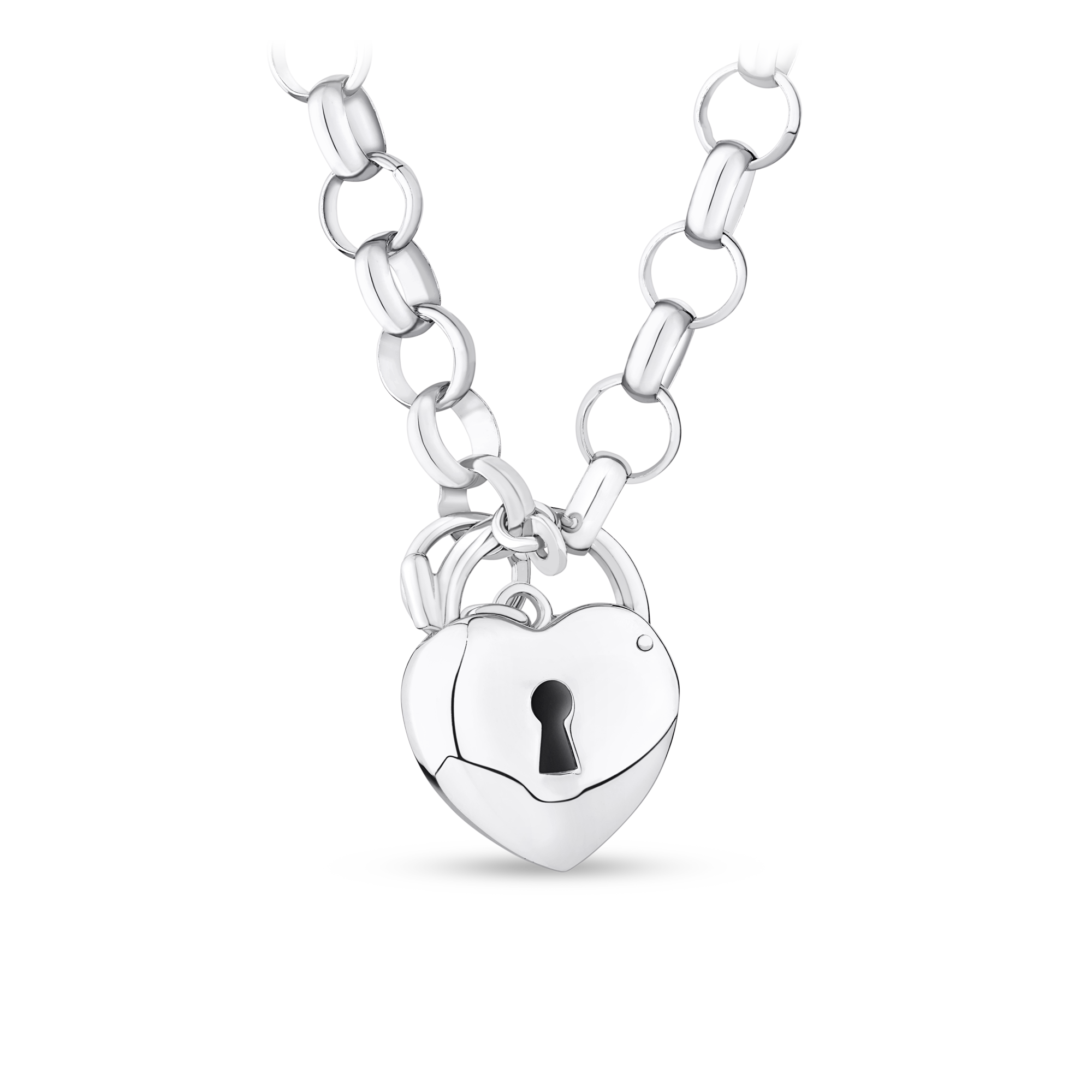 Heart Padlock Necklace in Sterling Silver