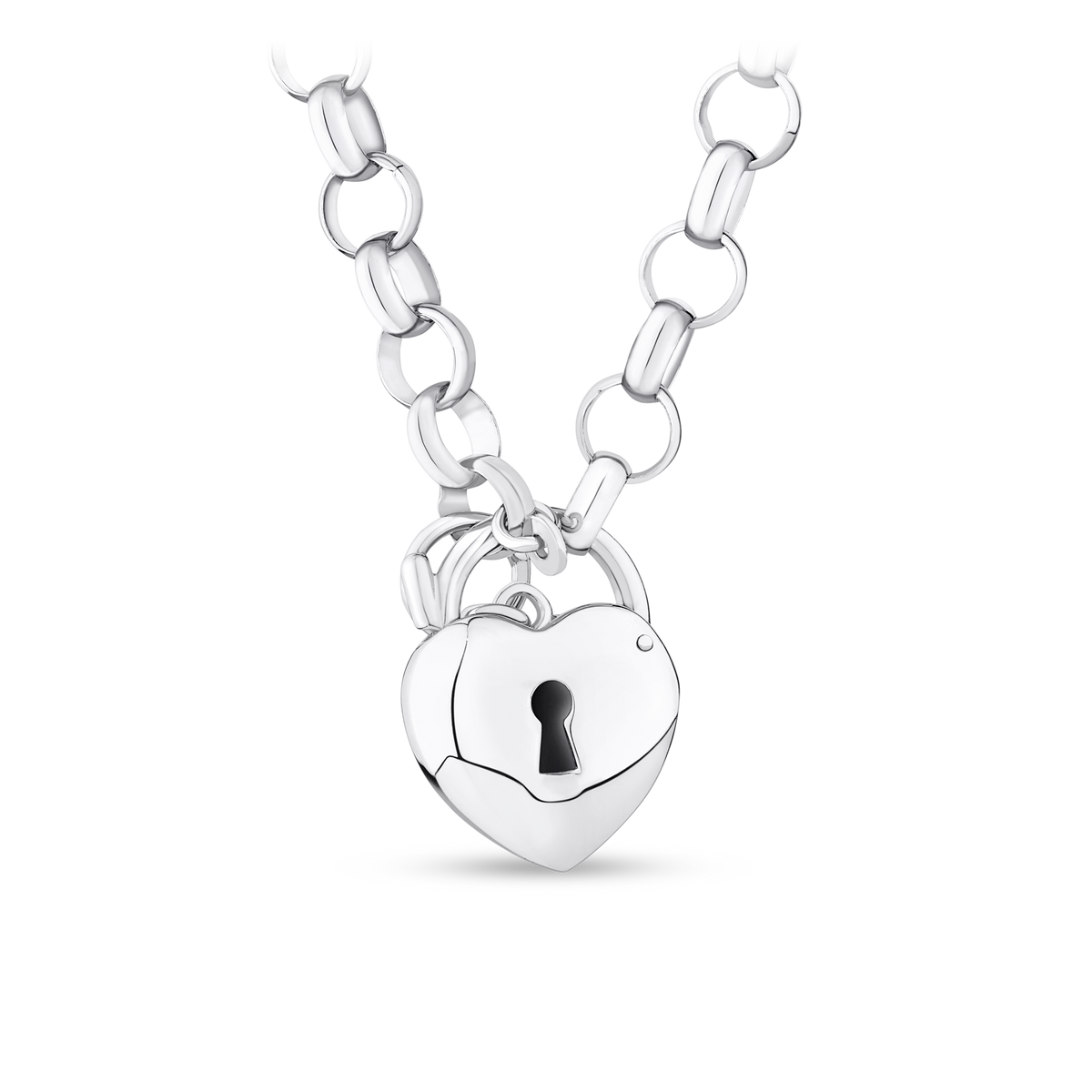 Heart Padlock Necklace in Sterling Silver