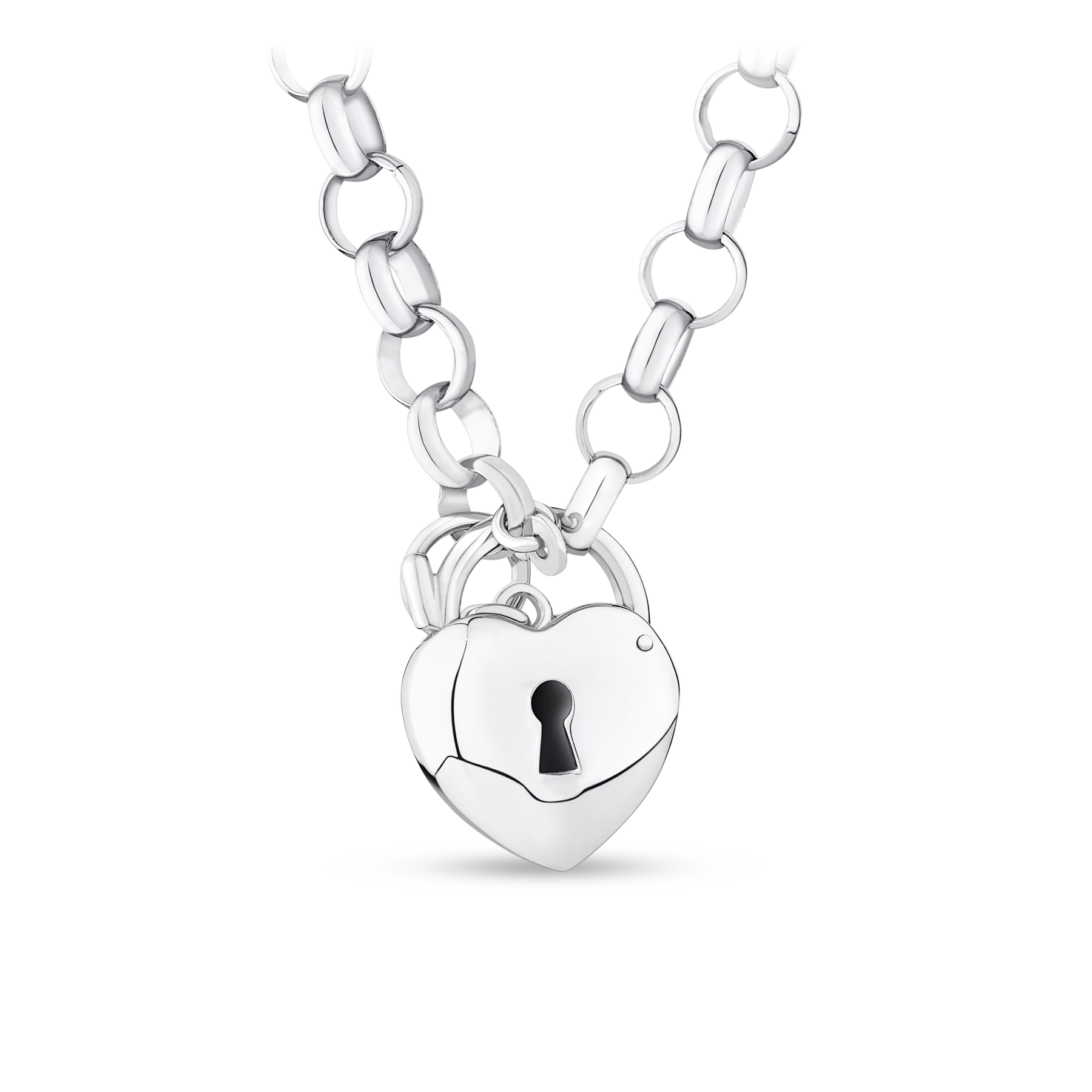 Heart Padlock Necklace in Sterling Silver