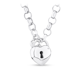 Heart Padlock Necklace in Sterling Silver