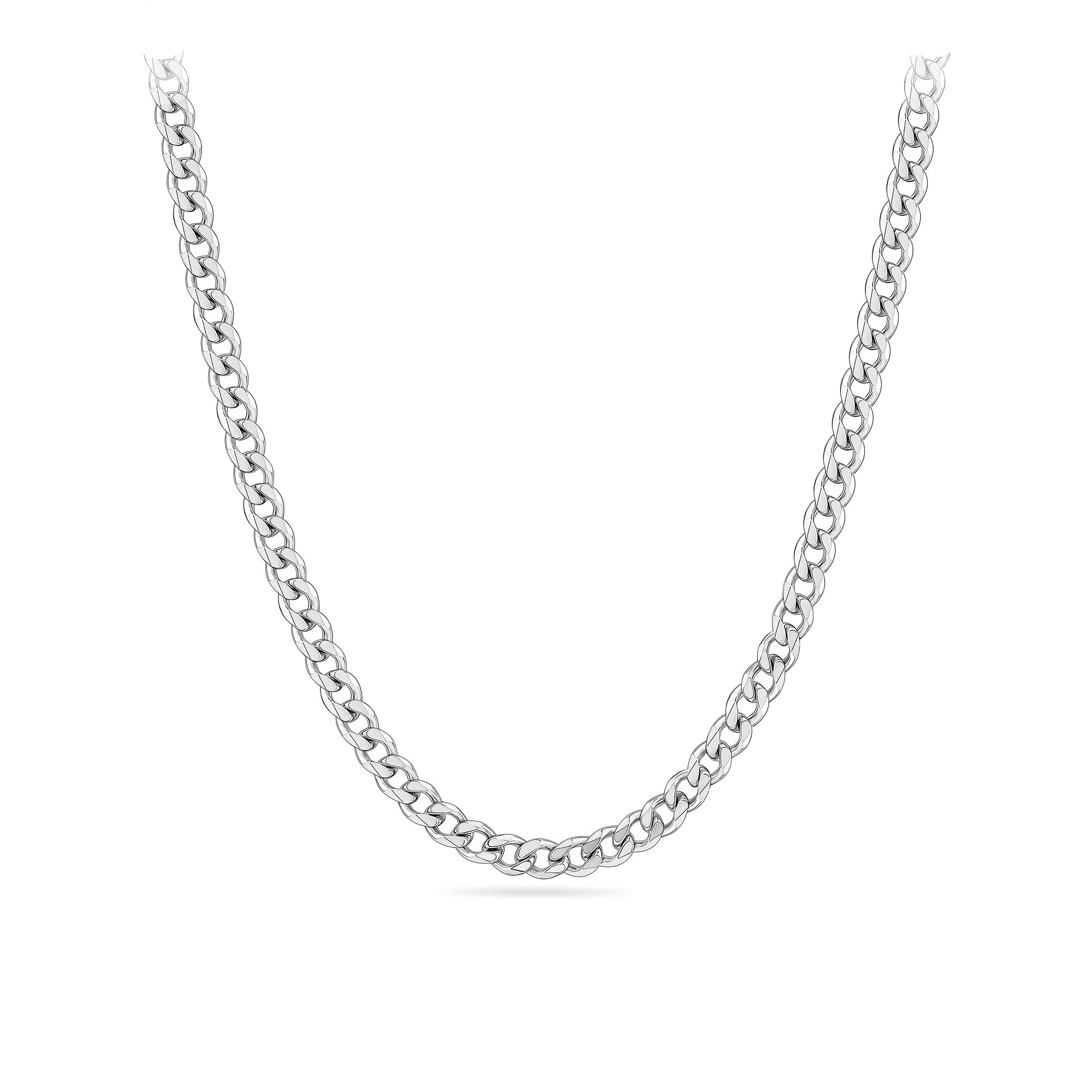 Solid Bevelled Curb Link Chain in Sterling Silver