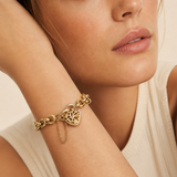 Heart Padlock Belcher Link Bracelet in 9ct Yellow Gold