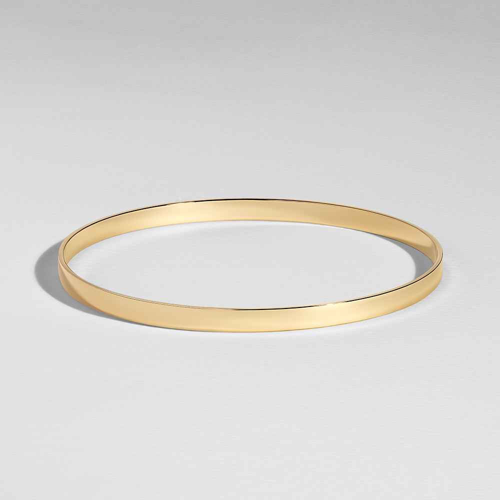 Solid Round Flat Bangle in 9ct Yellow Gold